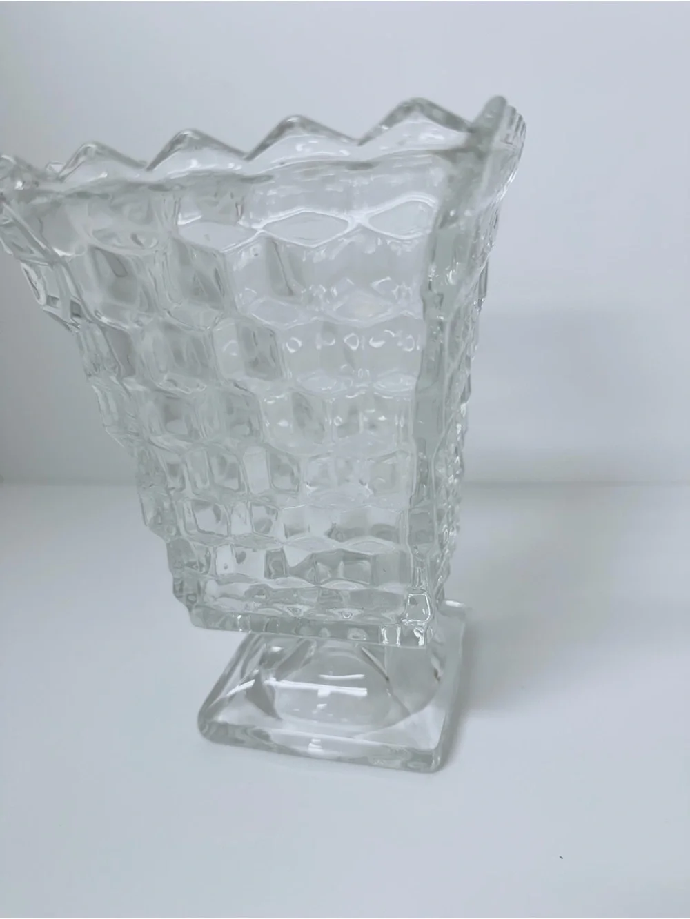 Fostoria American Square Footed Vintage Vase 7.5” Tall